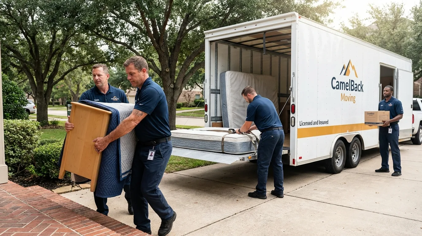 Crew loading residential truck for cross-state move from Blue Island, IL