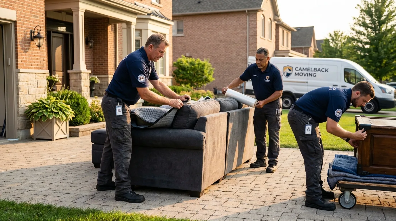 Large estate moving crew wrapping furniture in Blue Island, IL