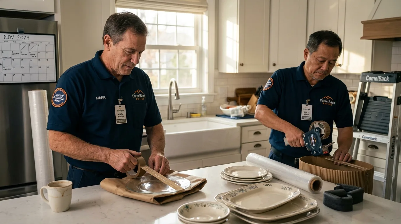 Professional crew packing kitchen dishware in Blue Island, IL