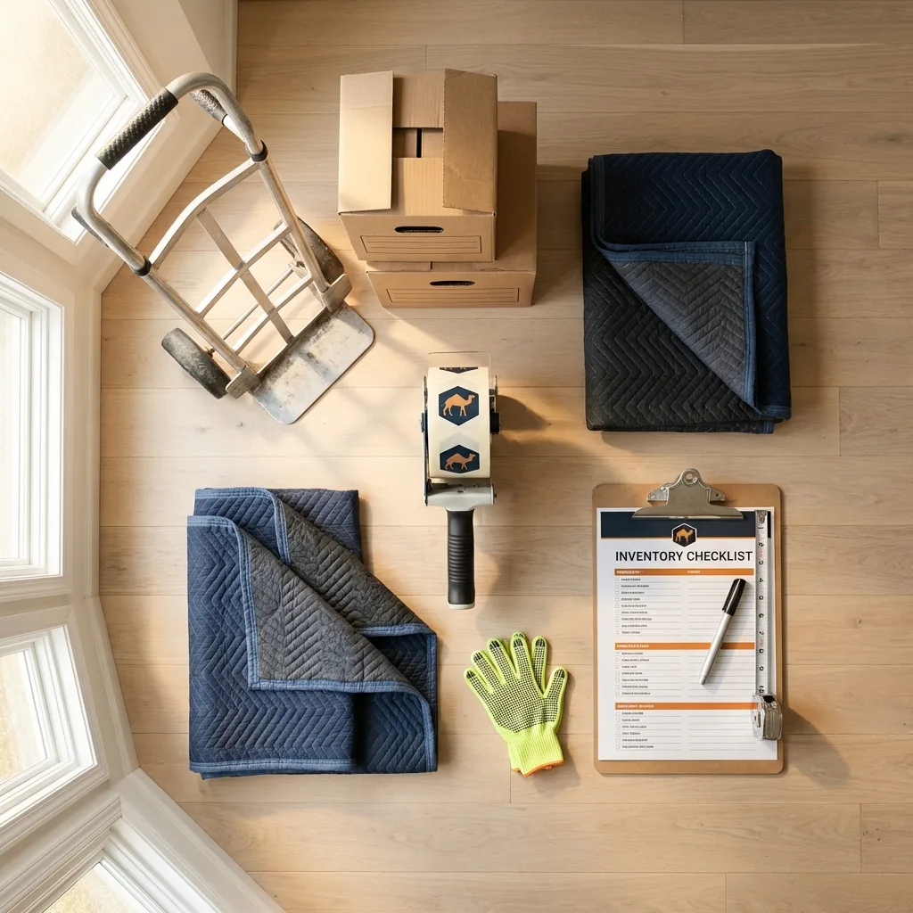 Professional moving supplies and packing materials layout for Blue Island residential relocations